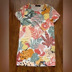 MINKPINK Short Sleeve Knee Length Dress Tropical Print Cruise Vacation